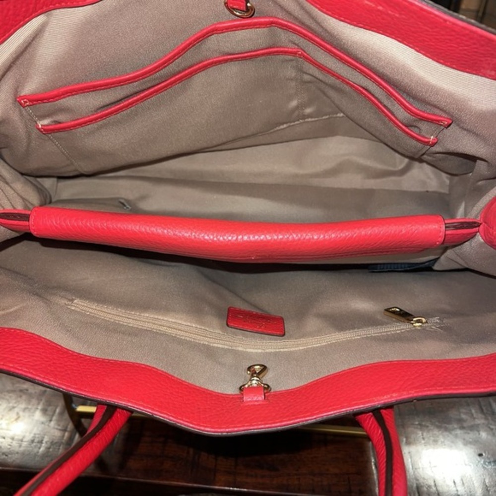 Lauren Ralph‎ Lauren Fairfield City Shopper Poppy Orange W Shoulder Strap Preppy - Picture 7 of 7